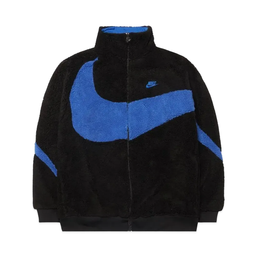 Nike Big Swoosh Reversible Boa Jacket "Black Game Royal"
