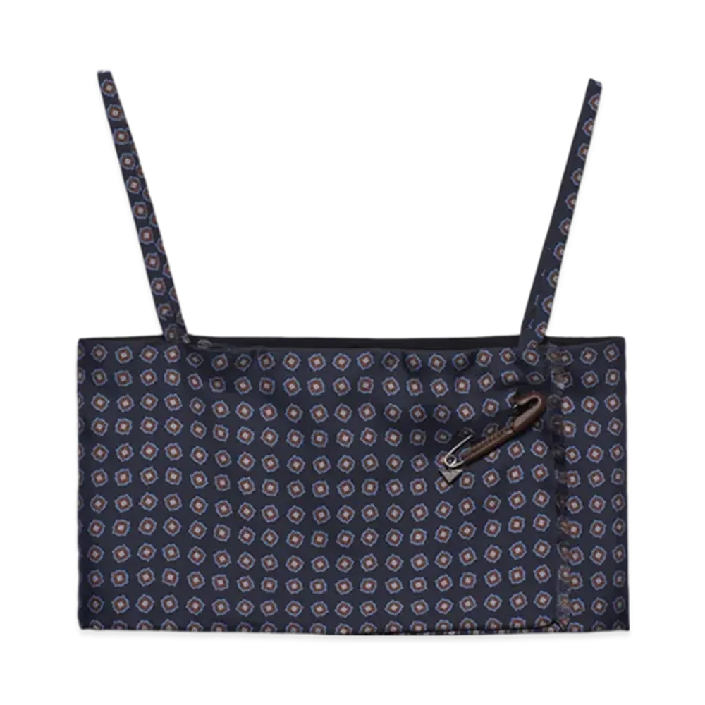 PRADA Printed Silk Twill Top "Navy"