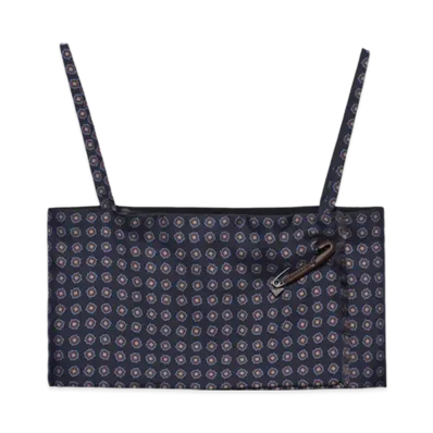 PRADA Printed Silk Twill Top "Navy"