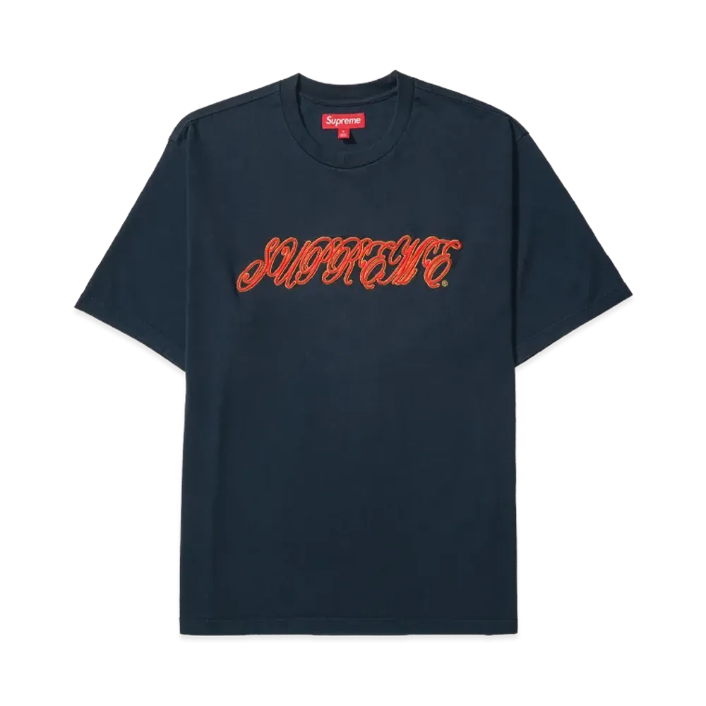 Supreme Raised Script S/S Top "Navy"