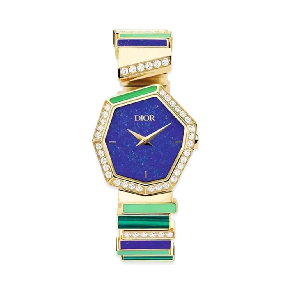 Dior Gem Dior 27mm Lapis Lazuli Decorative Stones and Diamonds "Yellow Gold"