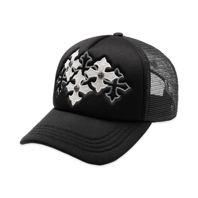 SUPPLIER Multiple Cross Leather Patch Mesh Cap "Black"
