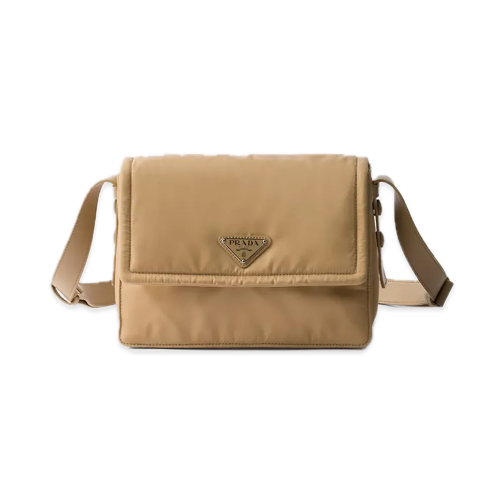 PRADA Small Padded Re-Nylon Shoulder Bag "Beige"