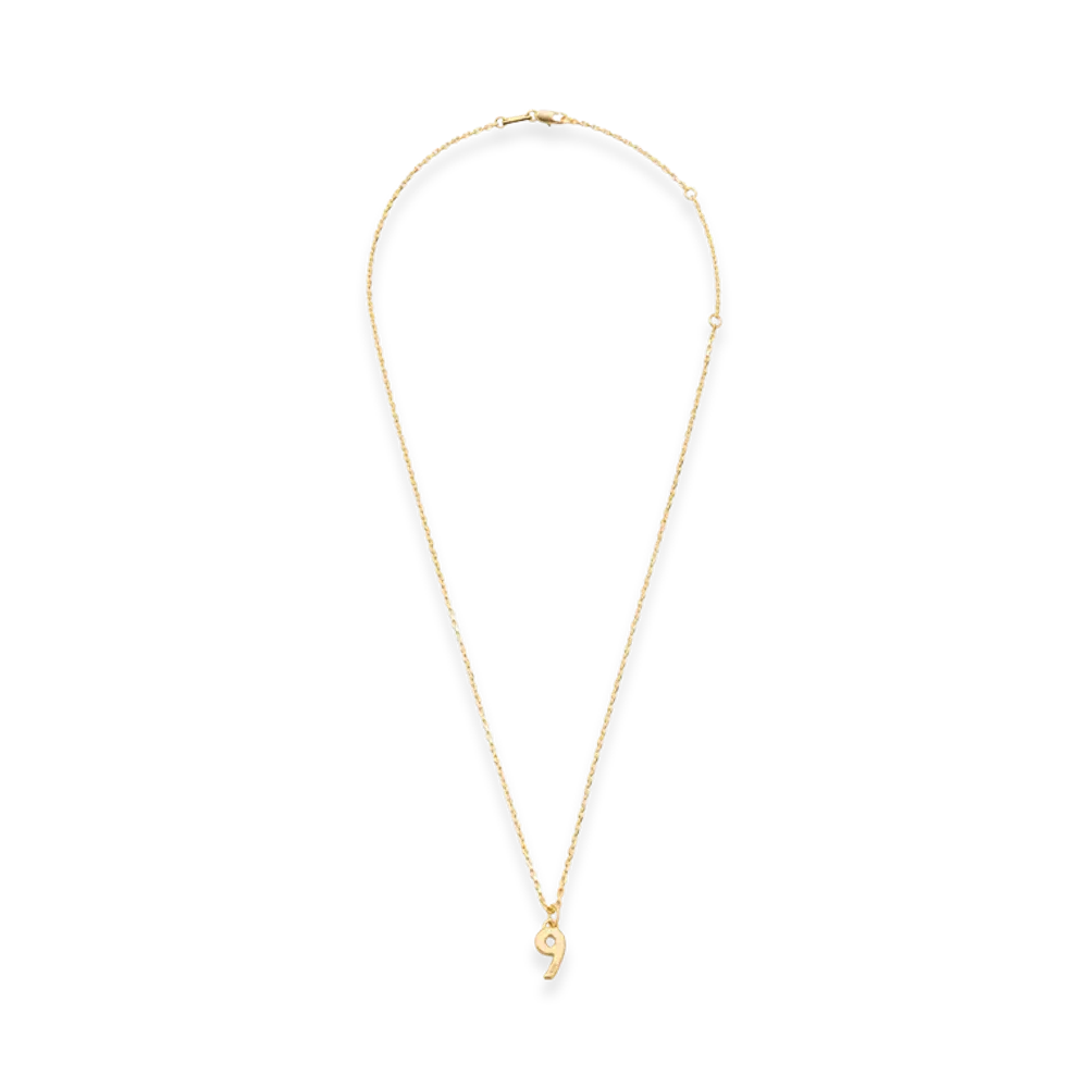 AMI PARIS Brass Hammered 9 Pendant Necklace "Gold"