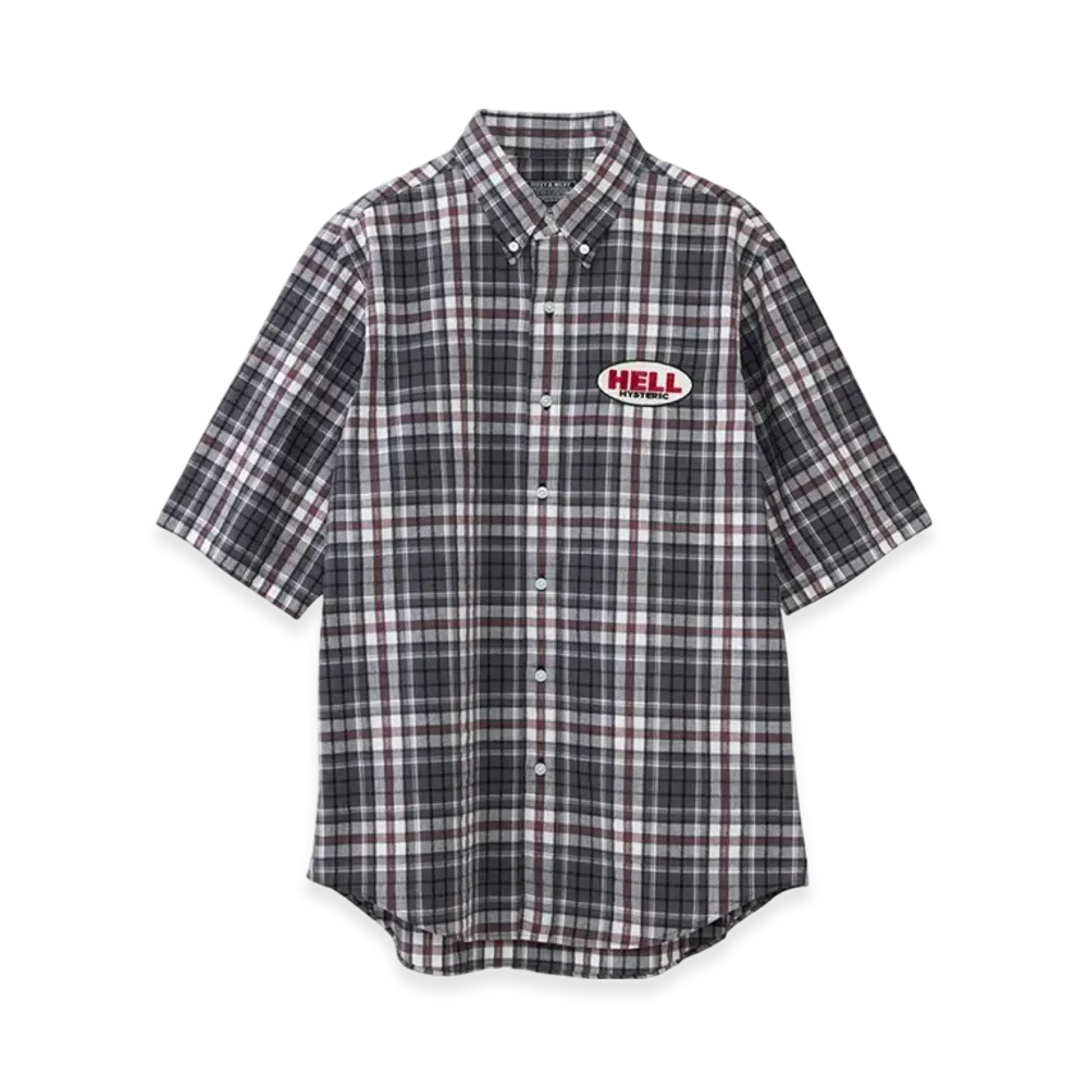 HYSTERIC GLAMOUR Hysteric Hell Embroidered Button Down Shirt "Charcoal Gray"