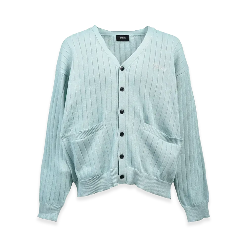 BREATH Script Logo Knit Cardigan "Turquoise"