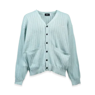 BREATH Script Logo Knit Cardigan "Turquoise"