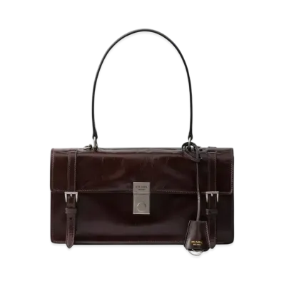 PRADA Medium Leather Handbag "Dark Brown"