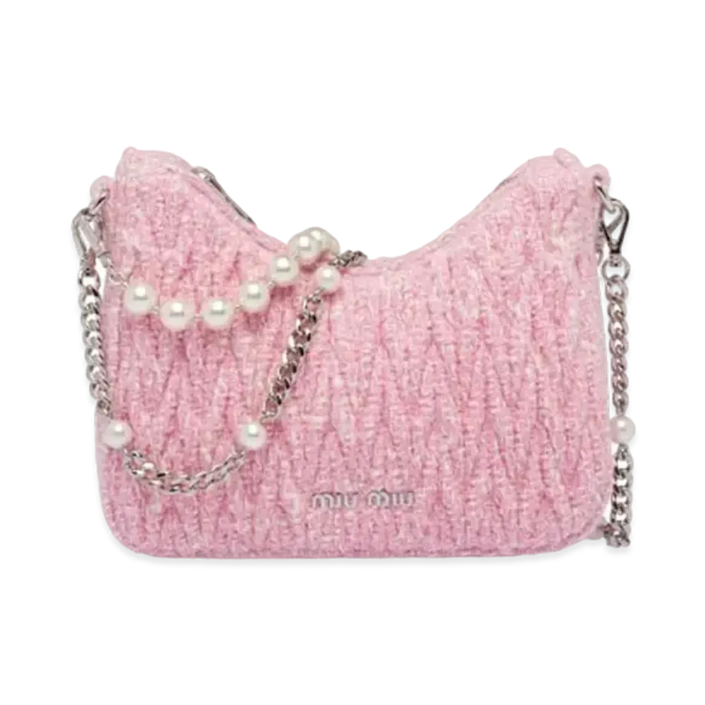 MIU MIU Matelasse Fabric Shoulder Bag "Pink"