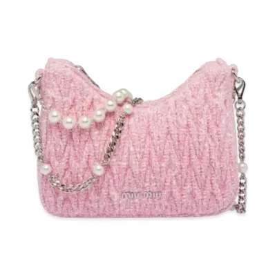 MIU MIU Matelasse Fabric Shoulder Bag "Pink"
