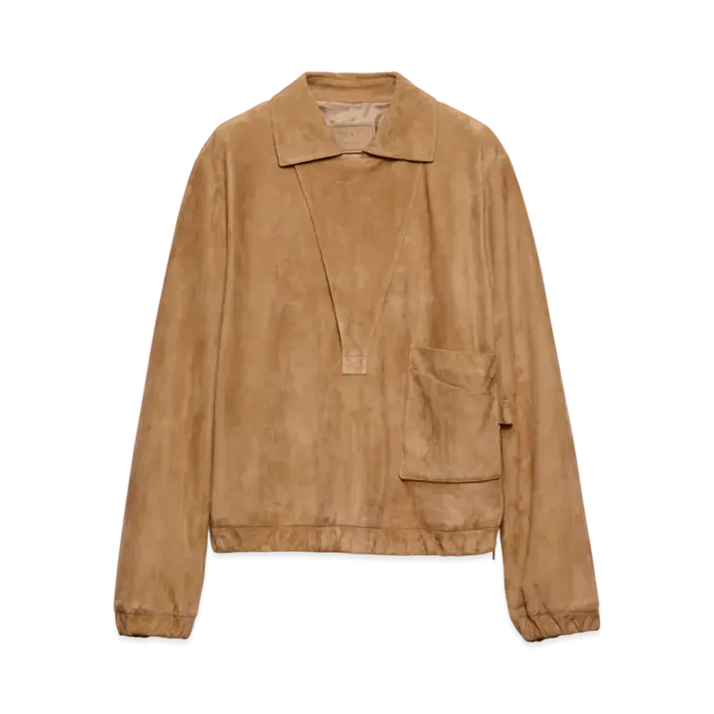 PRADA Women's Suede Blouson Jacket "Beige"