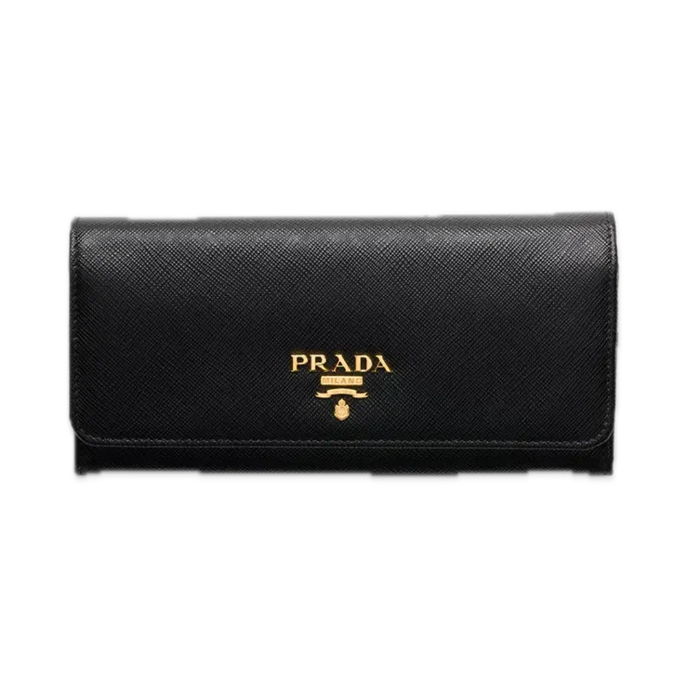 PRADA Saffiano Multicolor Long Wallet "Black/Pale Pink"