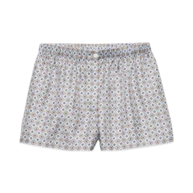PRADA Women's Printed Silk Twill Shorts "Sky Blue"
