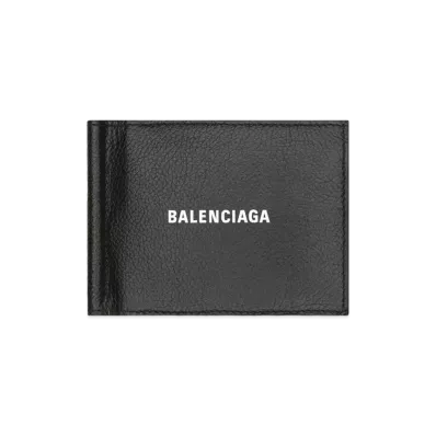 BALENCIAGA Cash Folded Card Holder With Bill Clip "Black/White"