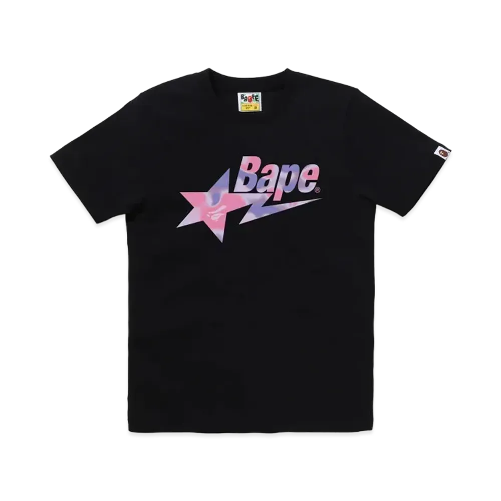 A BATHING APE Ladies Liquid Camo Bape Sta Logo Tee "Black/Purple"