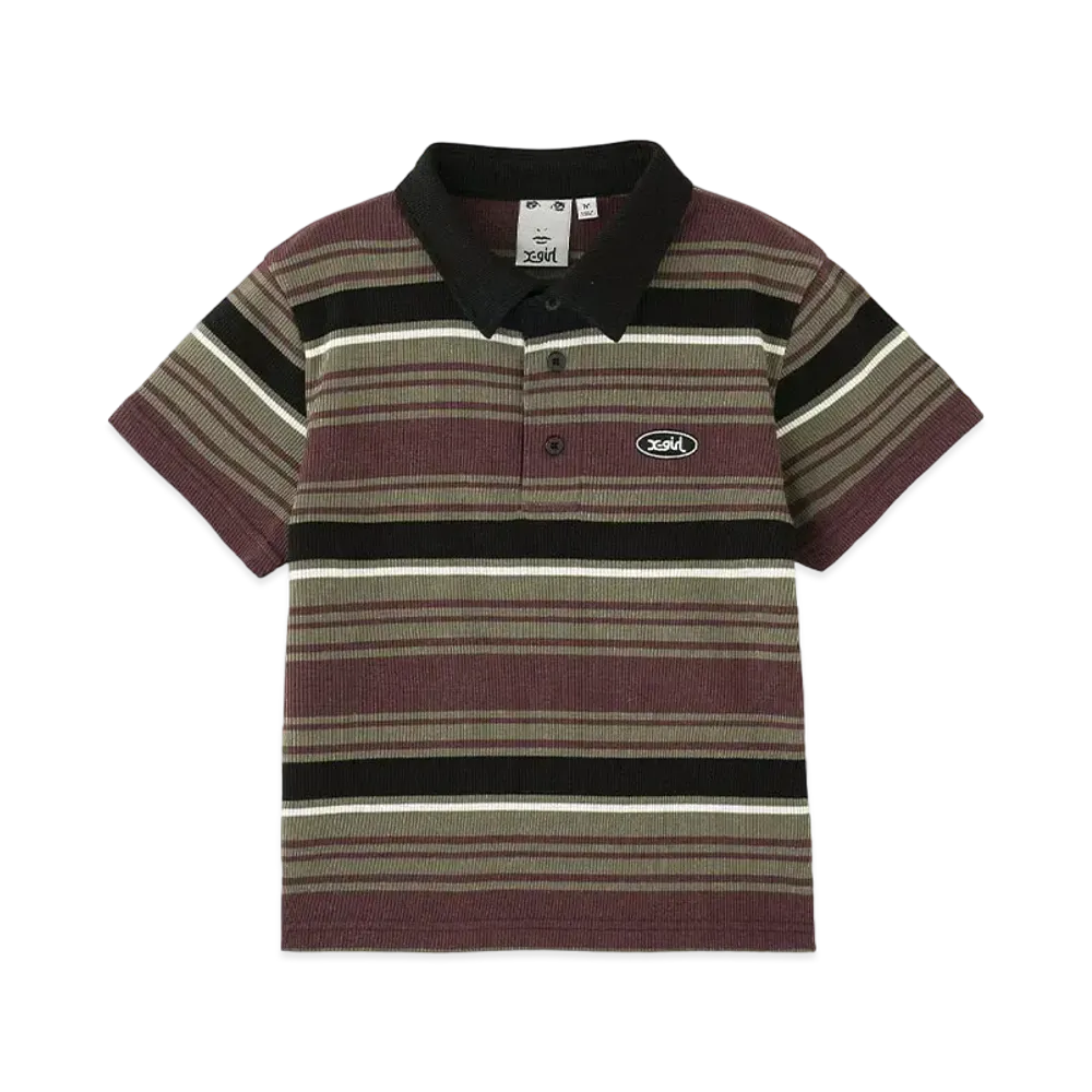 X-Girl Striped Baby Polo Top "Burgundy"