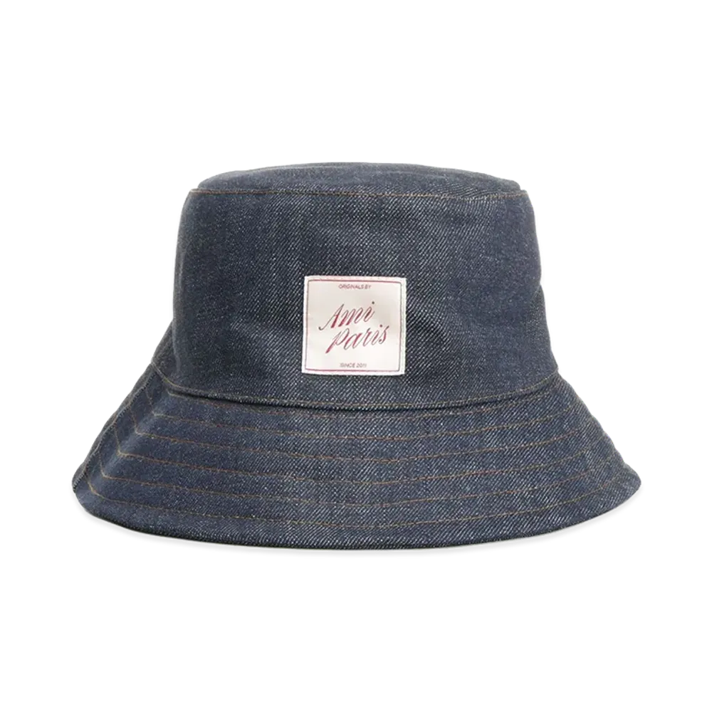 AMI PARIS Topstitchings Denim Hat Raw Indigo Denim "Blue"