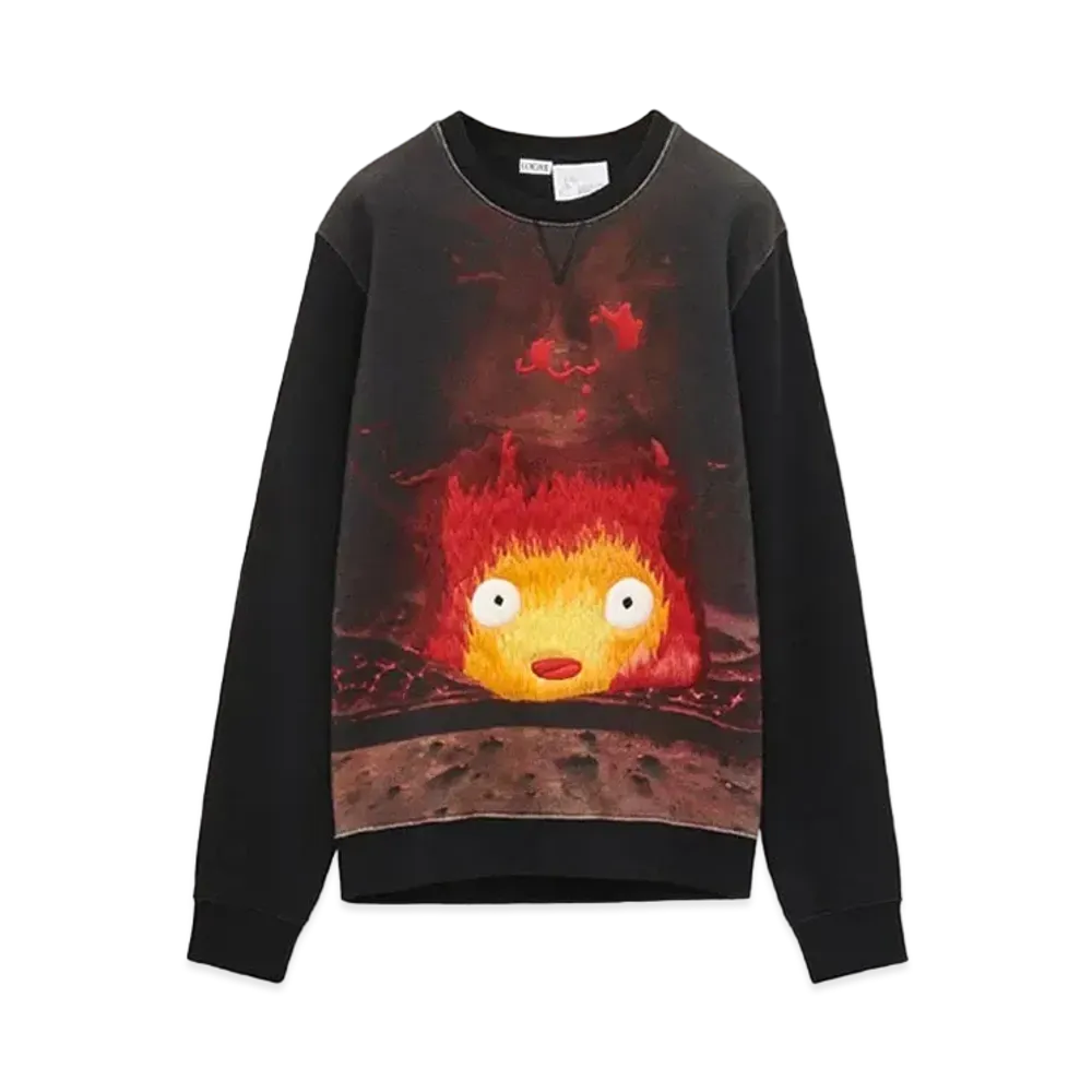 LOEWE x Howl's Moving Castle Calcifer Sweatshirt In Cotton "Black/Multicolor"