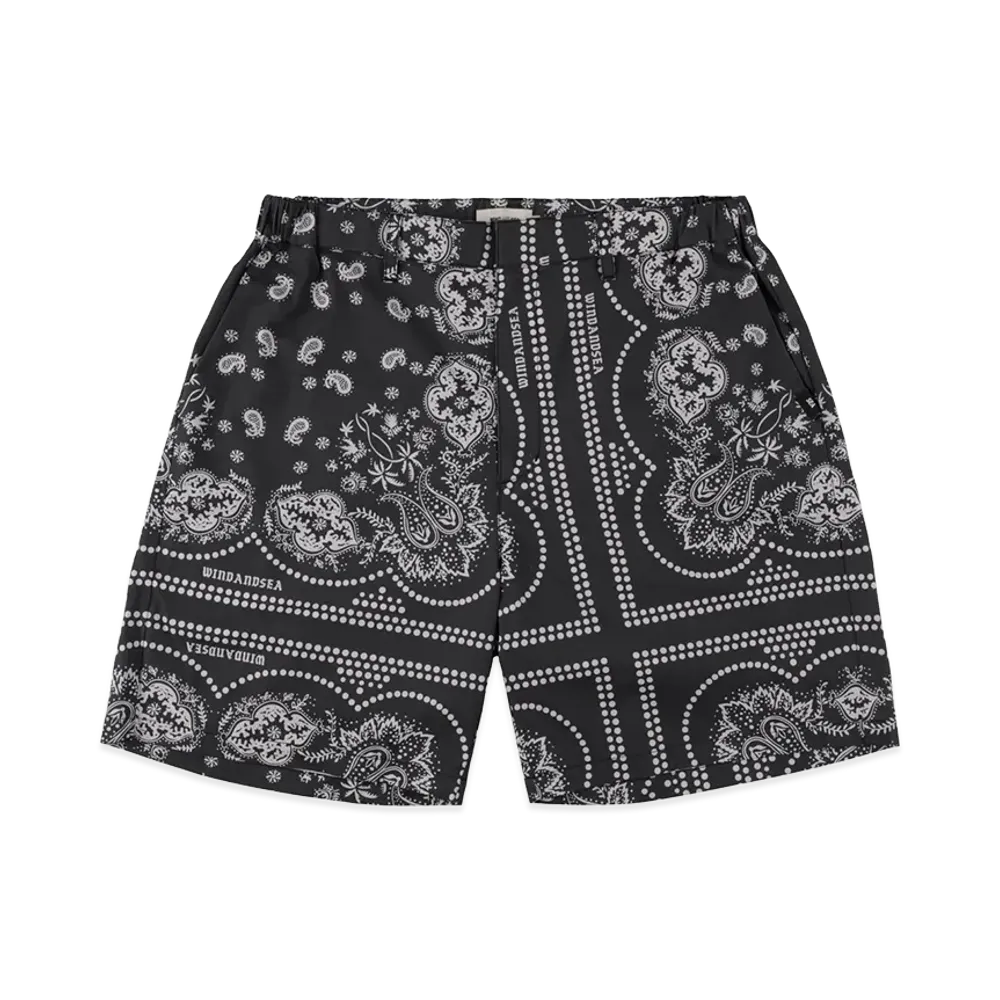 WIND AND SEA Black Bandana Shorts "Black"