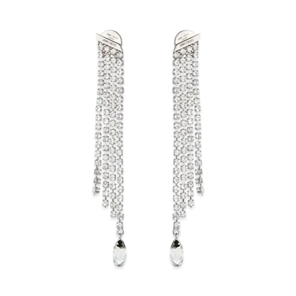 Jimmy Choo Saeda Fringe Earring "Silver/Crystal"