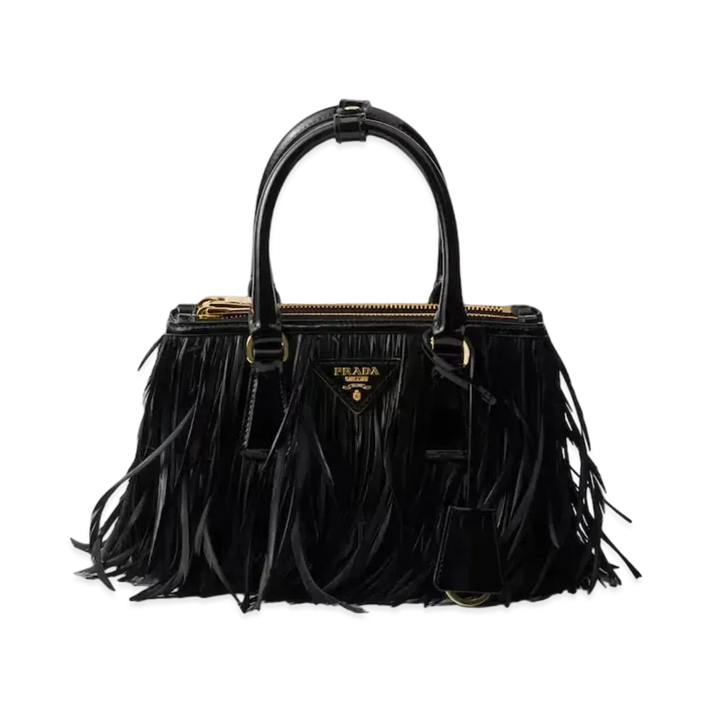 PRADA Galleria Mini-Bag with Feather Trim "Black"
