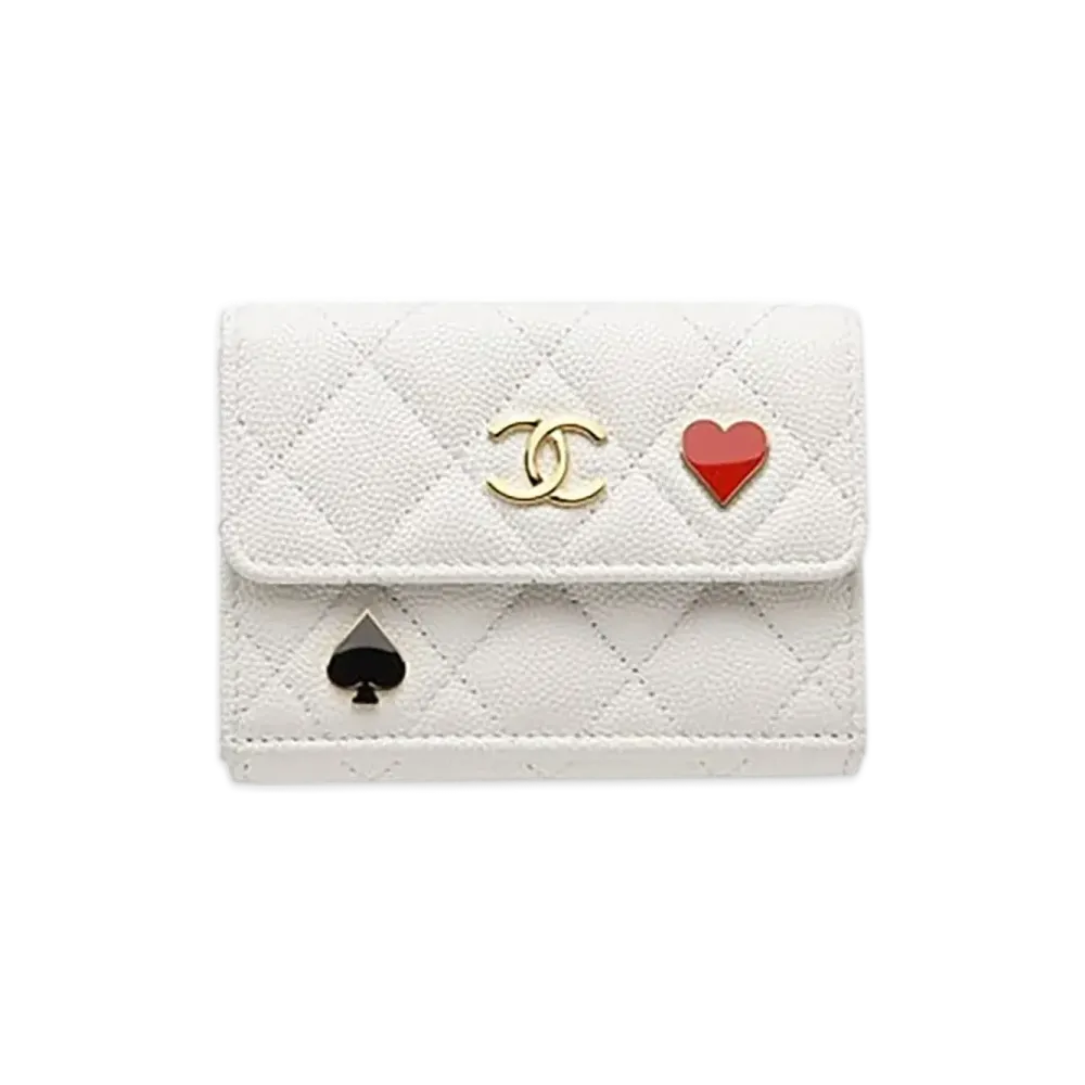 CHANEL Small Flap Wallet Caviar Skin "White"