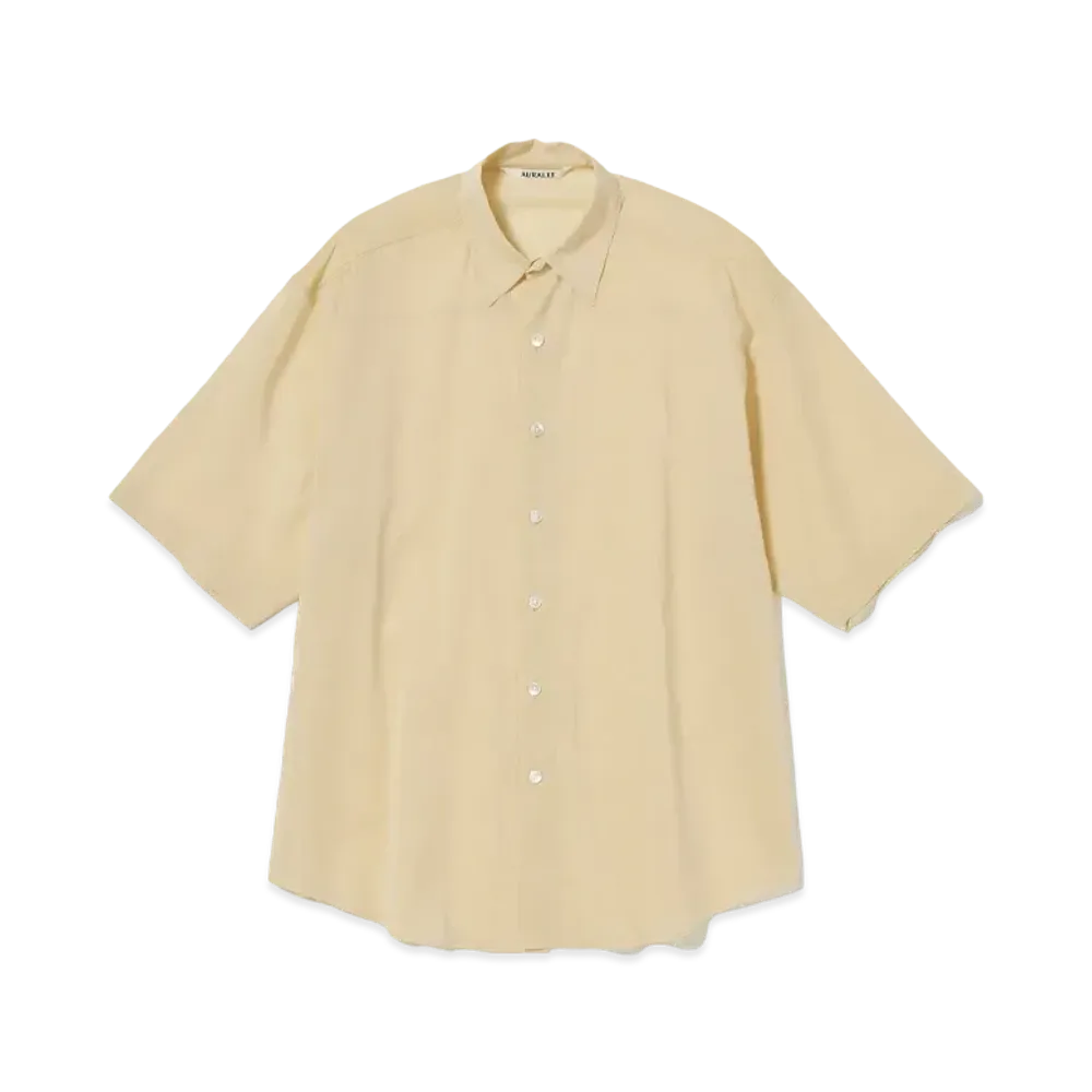 AURALEE Hard Twist Finx Organdy Half Sleeved Shirt "Light Yellow"