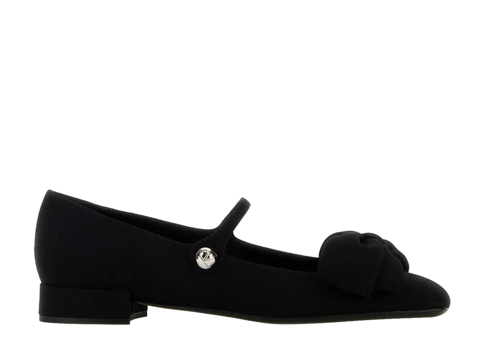 Valentino Garavani Women's Black Crepe Bowjane Ballerinas "Black"