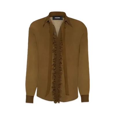 Dsquared2 Silk Ruffles Shirt "Olive Green"