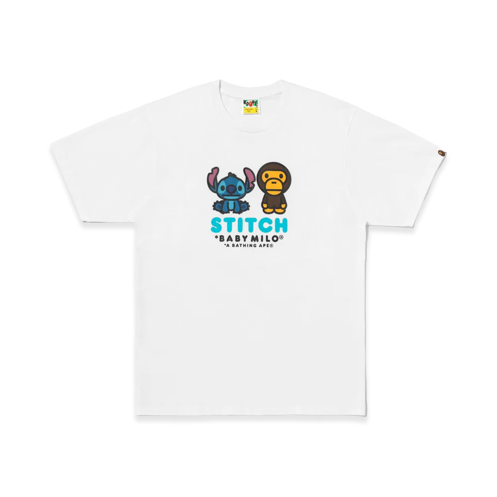 A BATHING APE x Disney Stitch And Baby Milo Tee "White"