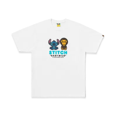 A BATHING APE x Disney Stitch And Baby Milo Tee "White"