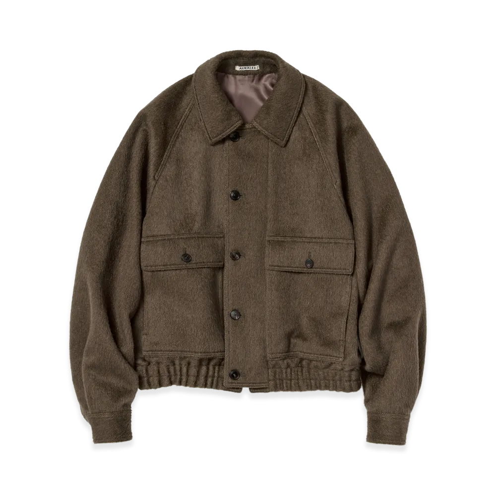 AURALEE Women's Hairy Wool Mohair Chambray Blouson "Brown"