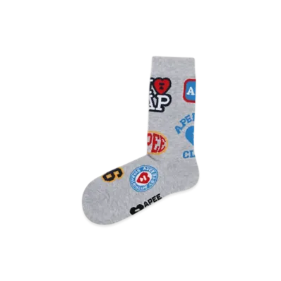 A BATHING APE APEE Jacquard Graphic Socks #7 "Gray"