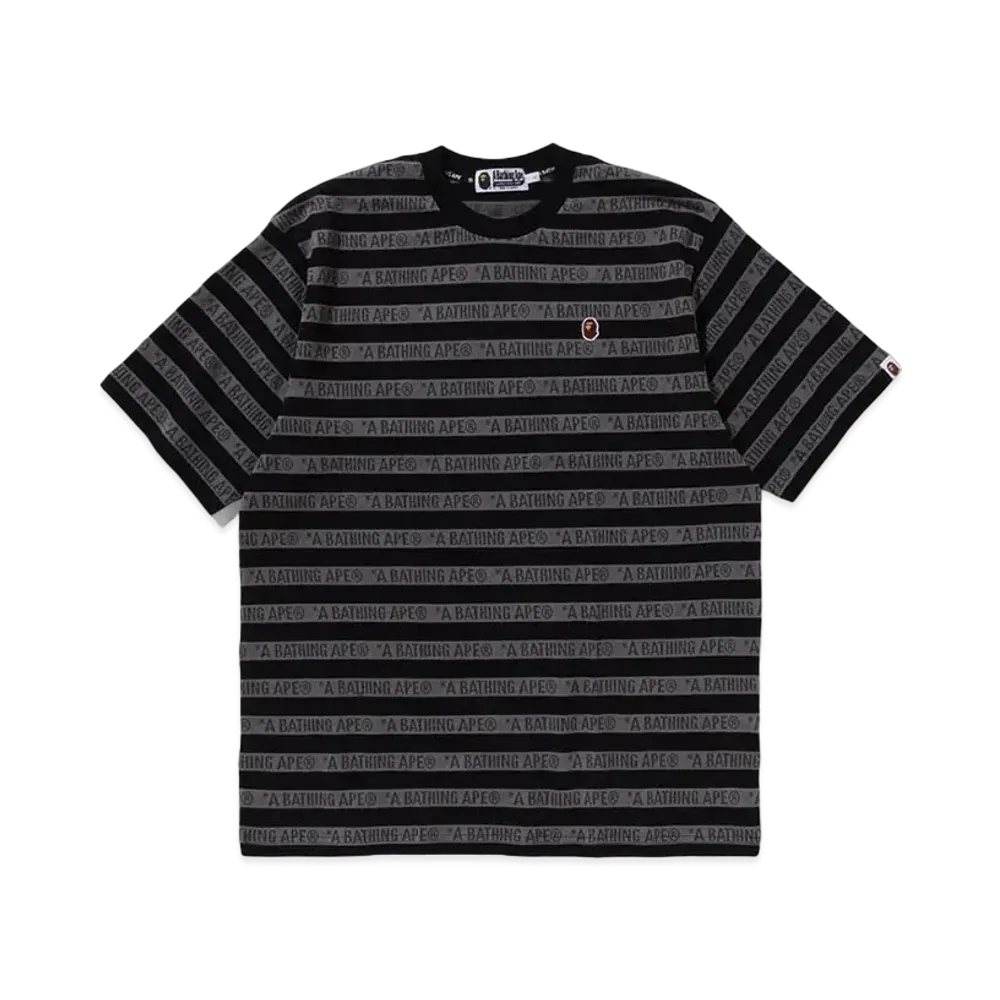 A BATHING APE Ape Head One Point Sport Stripe Relaxed Fit Tee "Black"