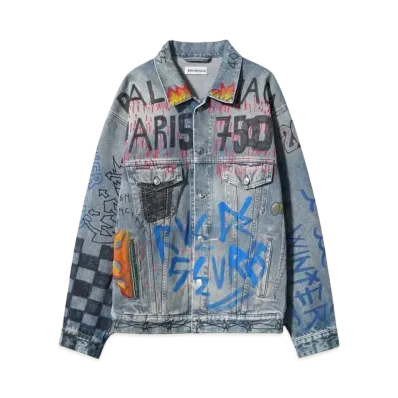 BALENCIAGA graffiti denim jacket "INDIGO"