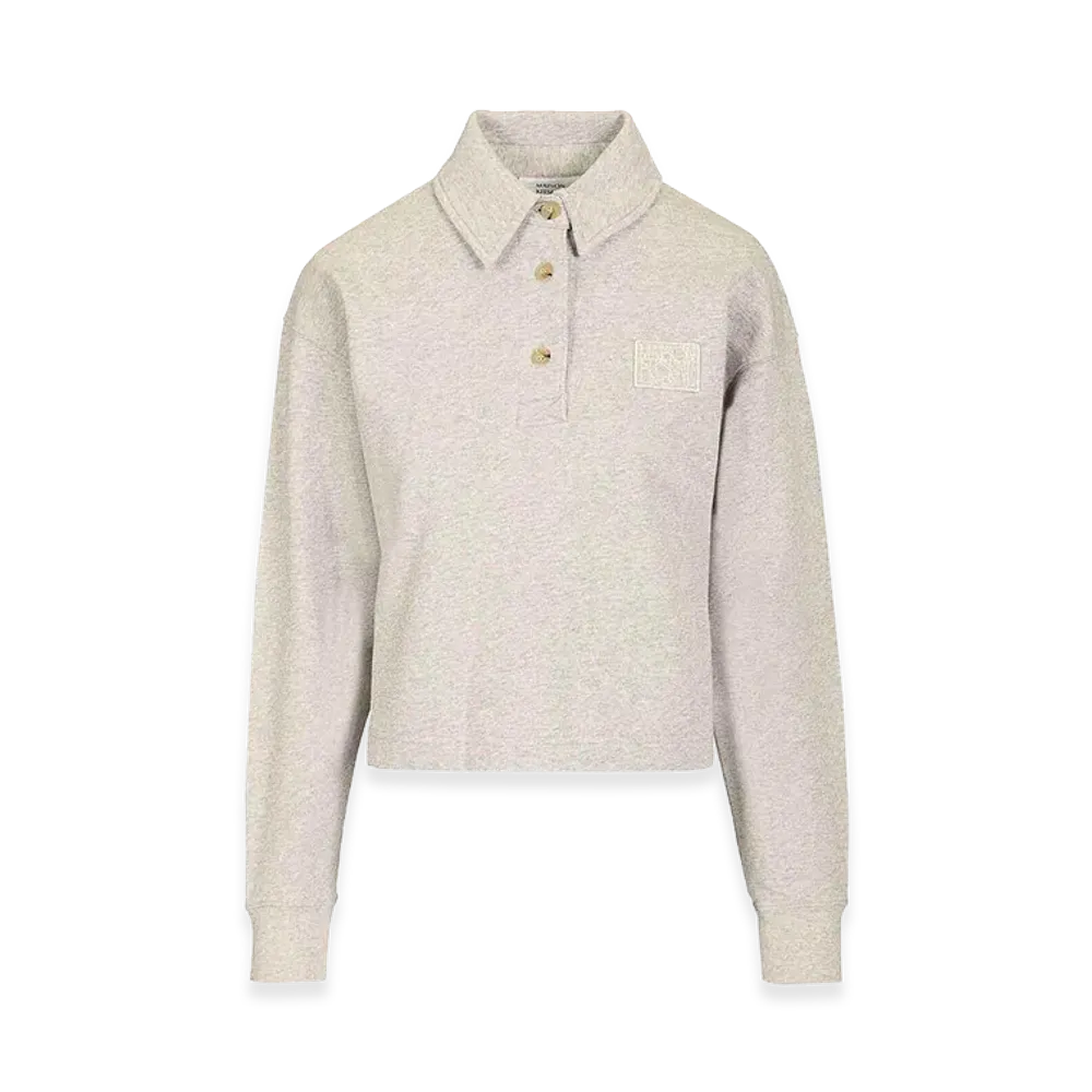 Maison Kitsune Women's Cotton Fleece Polo Sweatshirt "Grey"