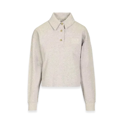 Maison Kitsune Women's Cotton Fleece Polo Sweatshirt "Grey"
