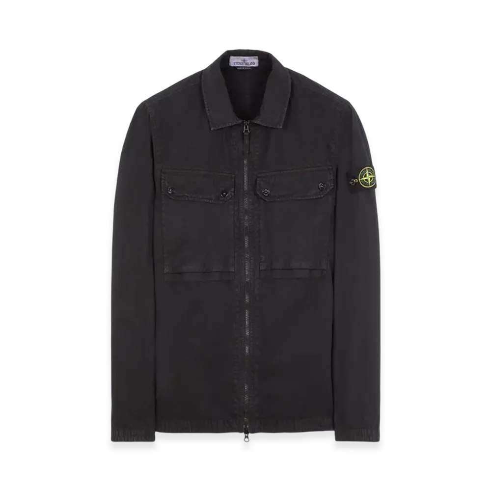 Stone Island 102WN Brushed Organic Cotton Overshirt - 23FW "Black"