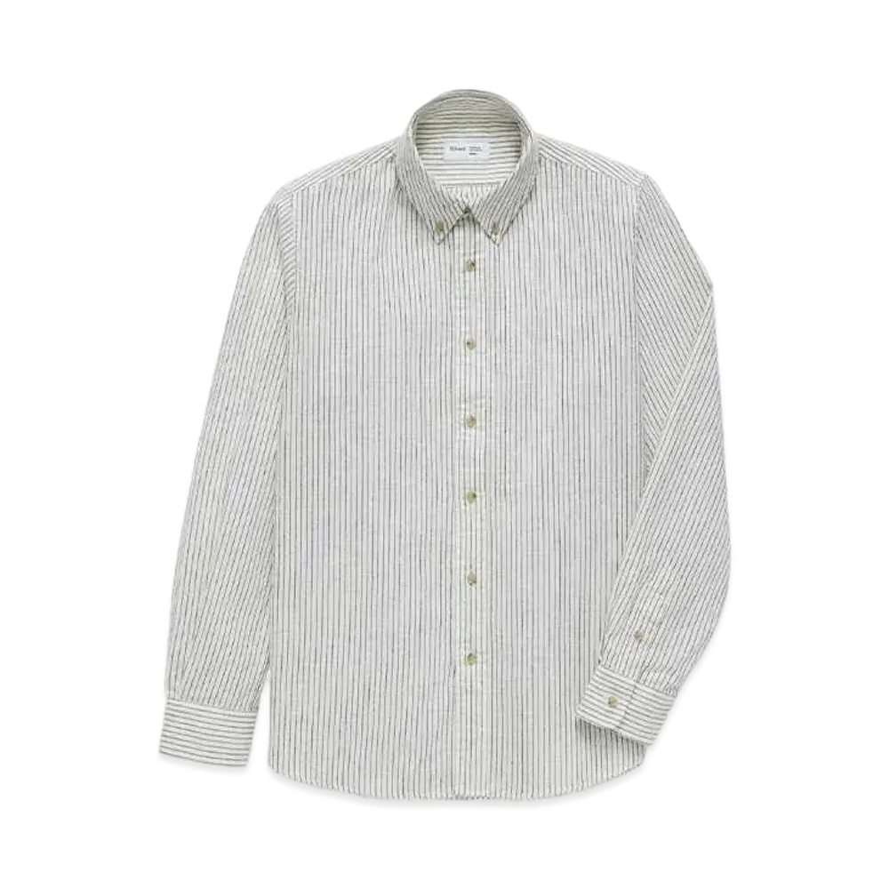 JJJJound Striped Flannel Shirt "Off White/Charcoal"
