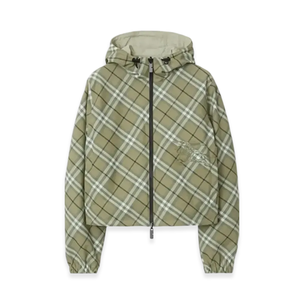 Burberry Cropped Reversible Check Jacket "Skylark"