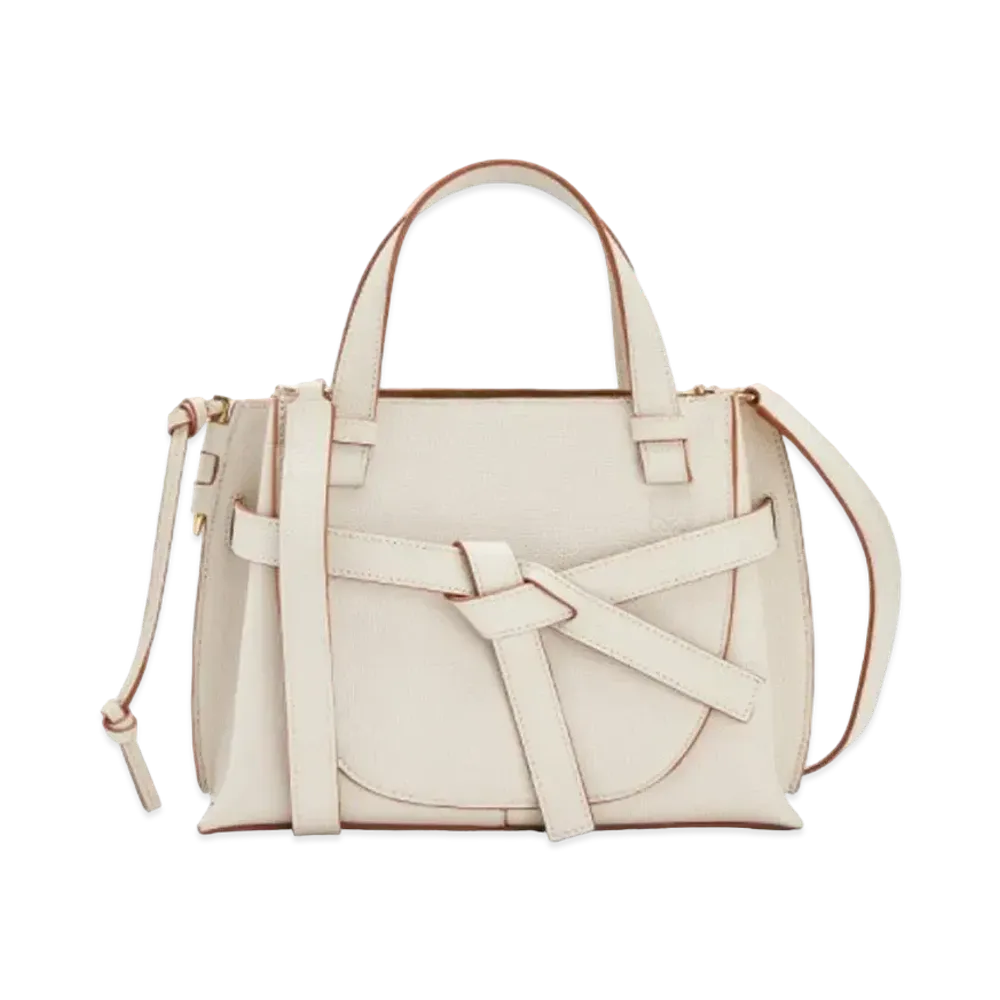 LOEWE Mini Gate Top Handle Bag In Pebble Grain Calfskin "Light Ghost"