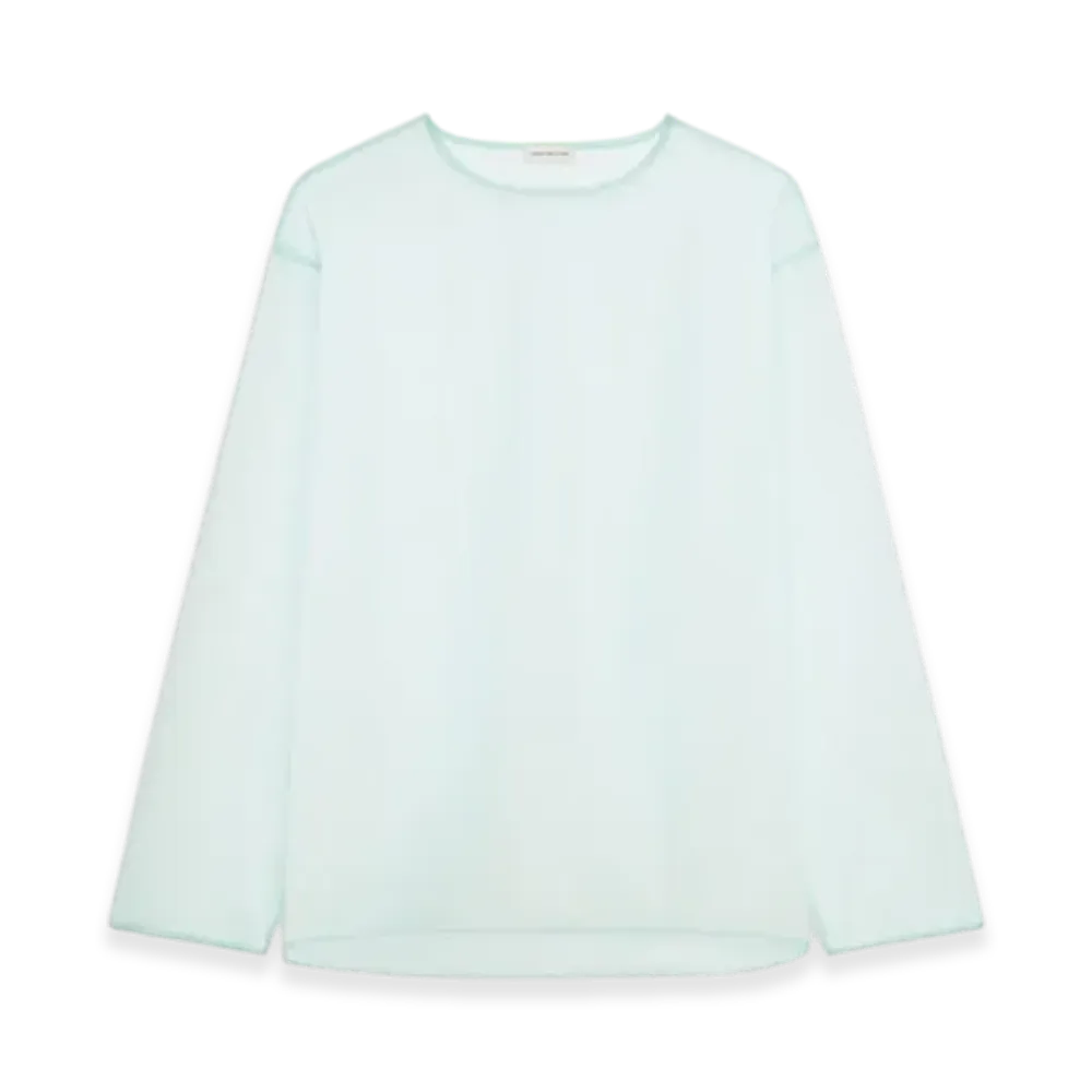 DRIES VAN NOTEN Sheer Crew Neck Shirt "Turquoise"