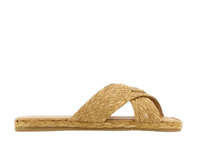PRADA Women's Raffia Slippers "Beige"