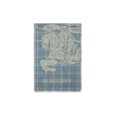 Burberry EKD Check Wool Scarf "Pewter"