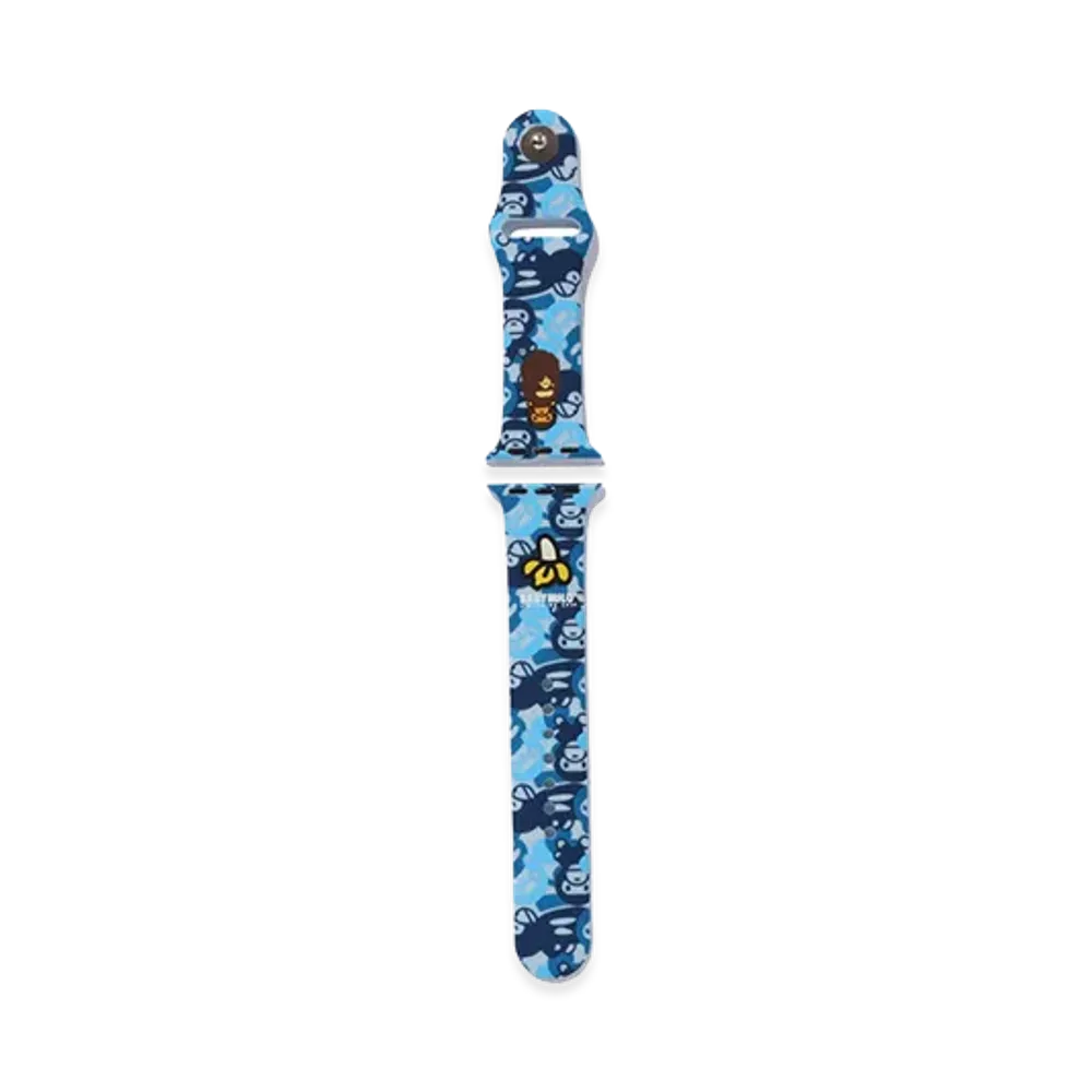 A BATHING APE MBC Milo Camo Watch Band "Blue"