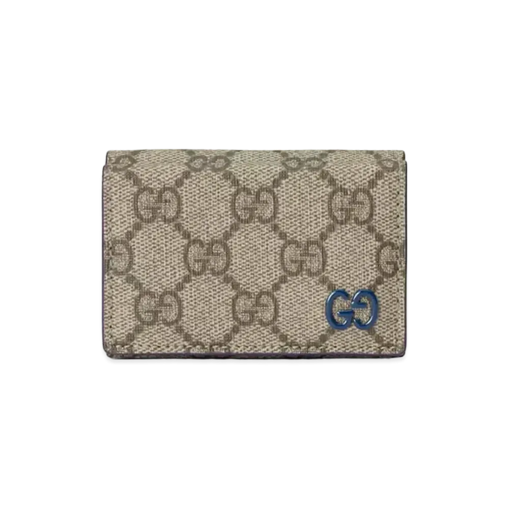 GUCCI Mini Wallet With GG Detail GG Supreme "Beige/Ebony/Blue"
