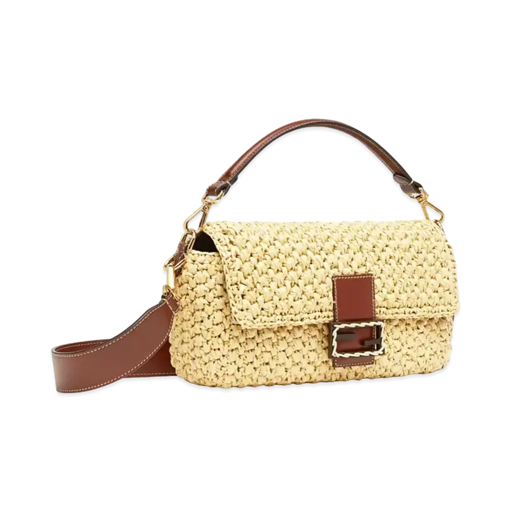 FENDI Baguette Woven Straw Bag