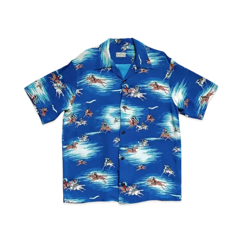 KAPITAL Kamikaze Aloha Shirt "Blue"