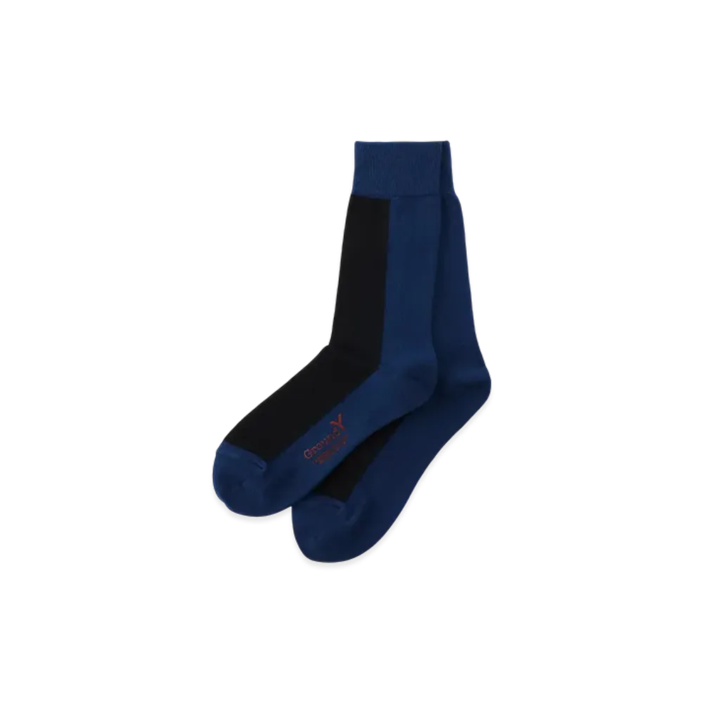 Ground Y Front And Back Two Color Socks "Blue/Black"