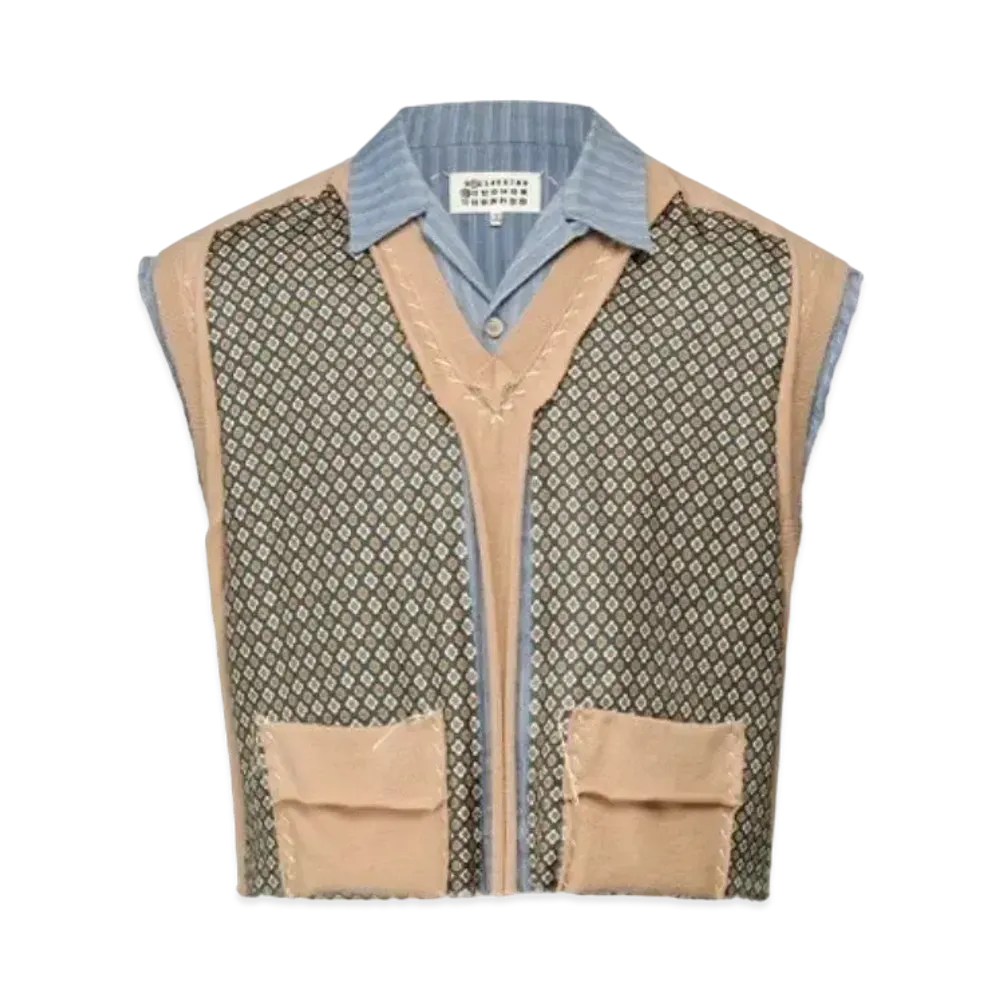 Maison Margiela Spliced Seersucker Linen Shirt "Blue"